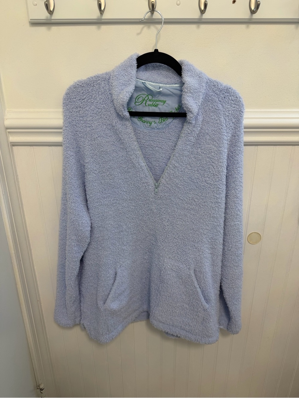 Cozy Light Blue V-Neck Plush Pullover Sweater